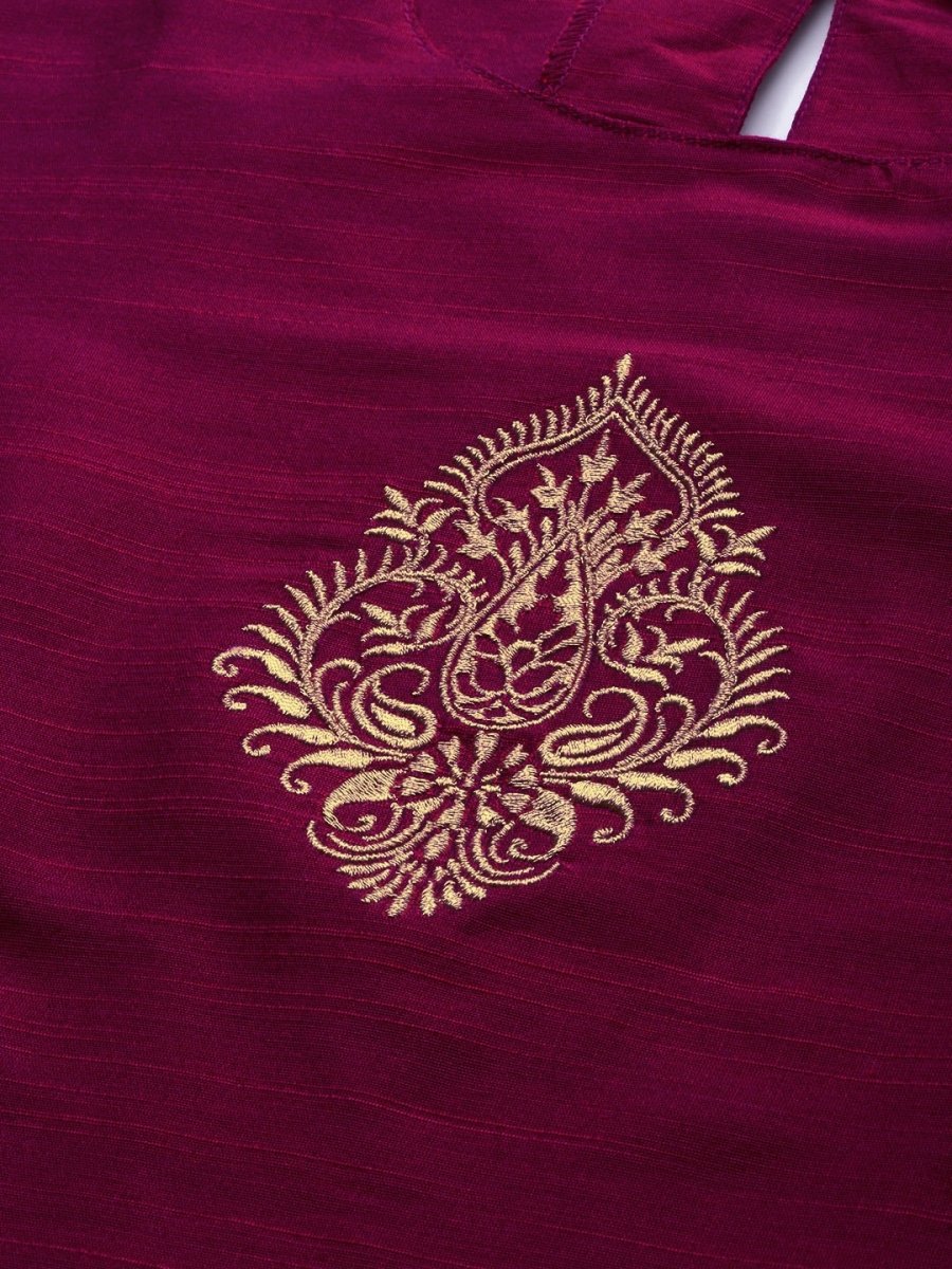 Anouk Women Purple Thread Work Kurta with Trousers & With Dupatta - Distacart