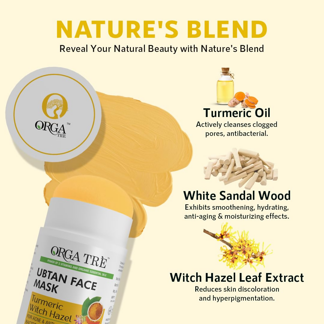 Orgatre Ubtan Face Mask Stick For Men & Women For Sun Tan, Natural Glow With Natural Haldi - Distacart