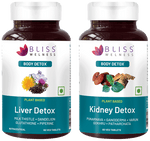 Thumbnail for bliss welness combo pack of body kidney liver detox veg tablet 60 each