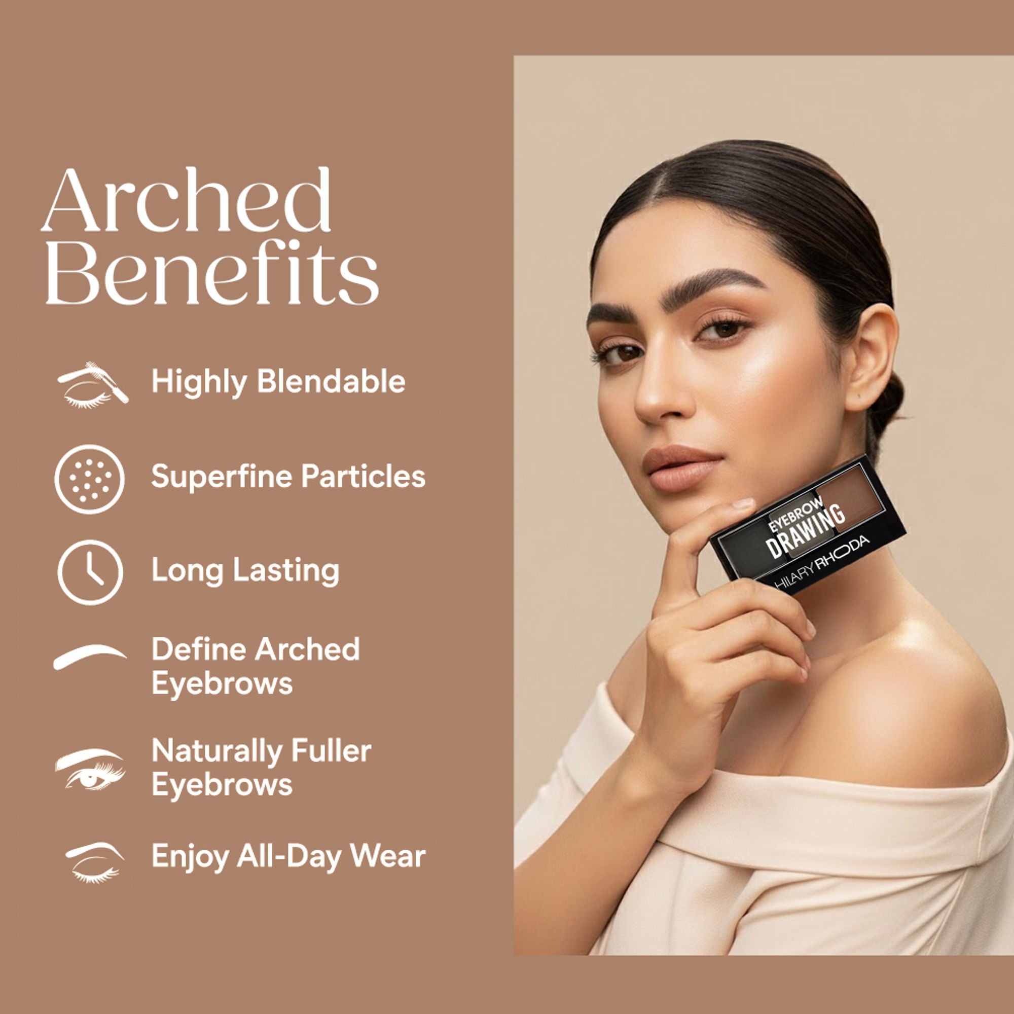 Hilary Rhoda Drawing Eyebrow Palette With 3 Natural Shades - 03 - Distacart