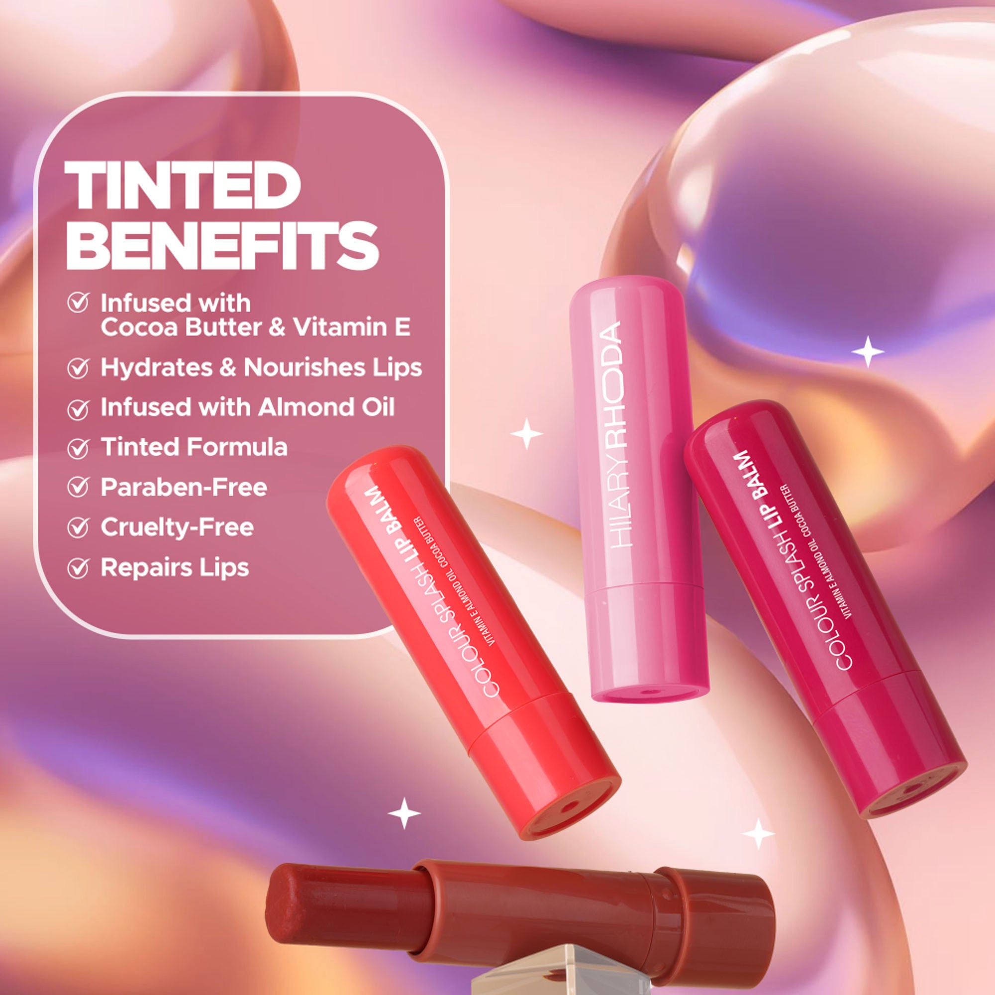 Hilary Rhoda Colour Splash Lip Balm With SPF 15 - Rose 01 - Distacart