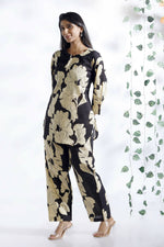 Thumbnail for Breathables Black Floral Cotton Kurta & Pant Co-Ord Set - Dista