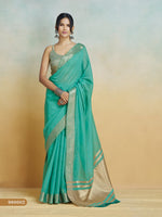 Thumbnail for Anaita Mint Handloom Khadi Silk Zari Woven Work Saree With Blouse Piece - Distacart