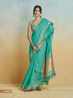 Thumbnail for Anaita Mint Handloom Khadi Silk Zari Woven Work Saree With Blouse Piece - Distacart