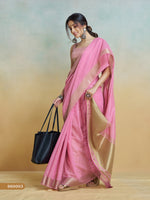 Thumbnail for Anaita Pink Handloom Khadi Silk Zari Woven Work Saree With Blouse Piece - Distacart