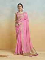 Thumbnail for Anaita Pink Handloom Khadi Silk Zari Woven Work Saree With Blouse Piece - Distacart
