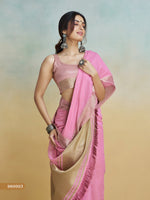 Thumbnail for Anaita Pink Handloom Khadi Silk Zari Woven Work Saree With Blouse Piece - Distacart