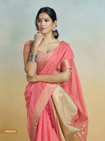 Thumbnail for Anaita Red Handloom Khadi Silk Zari Woven Work Saree With Blouse Piece - Distacart