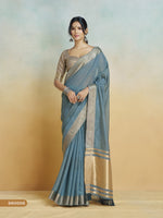 Thumbnail for Anaita Blue Handloom Khadi Silk Zari Woven Work Saree With Blouse Piece - Distacart