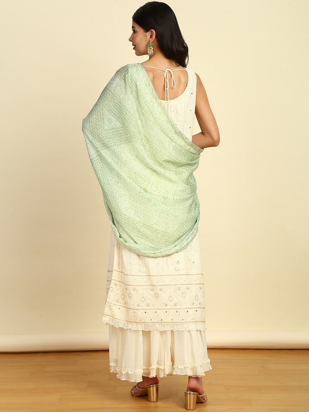 Soch Floral Embroidered Regular Sequinned Kurta with Sharara & Dupatta - Distacart