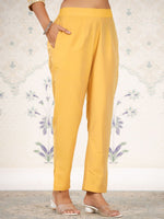 Thumbnail for Ode by House of Pataudi Ethnic Motifs Yoke Design Thread Work Straight Kurta with Trousers - Distacart
