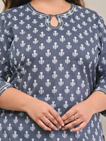 Thumbnail for Swasti Plus size Floral Printed Keyhole Neck Cotton Kurta