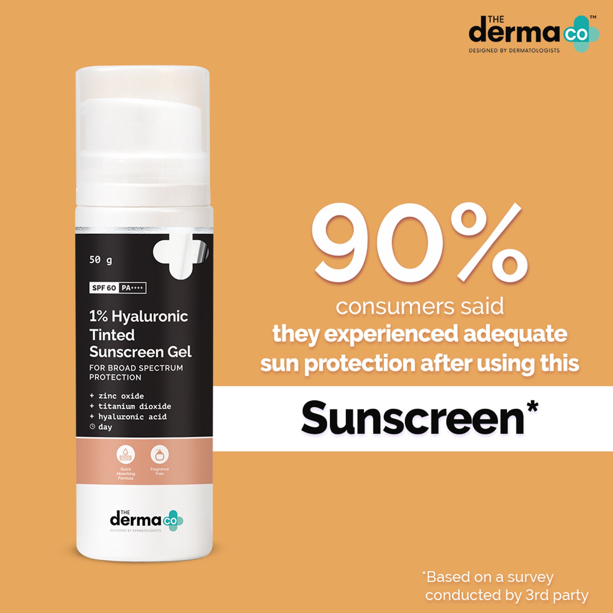 The Derma Co 1% Hyaluronic Tinted Sunscreen SPF 60 Gel PA++++ - Dista