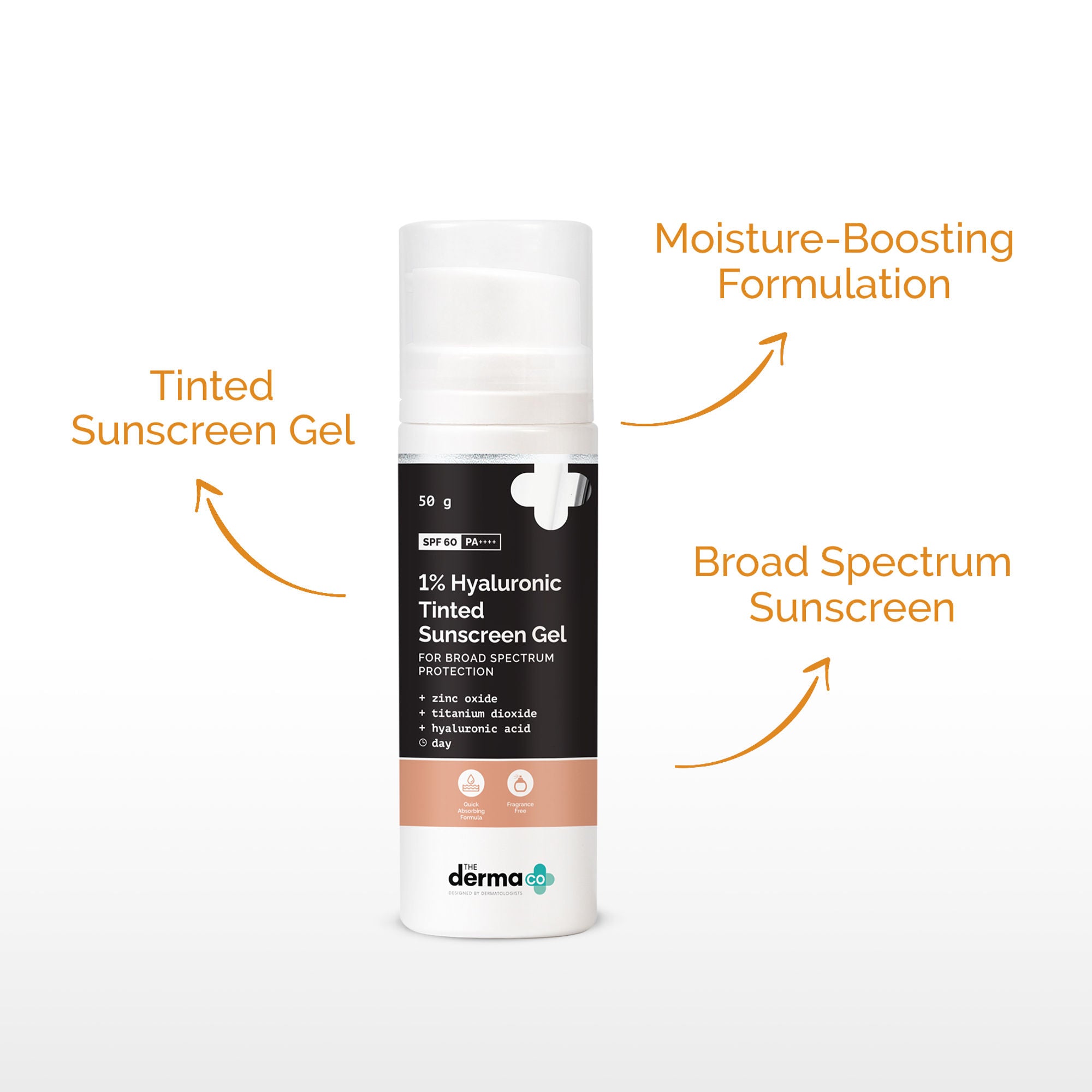The Derma Co 1% Hyaluronic Tinted Sunscreen SPF 60 Gel PA++++ - Dista