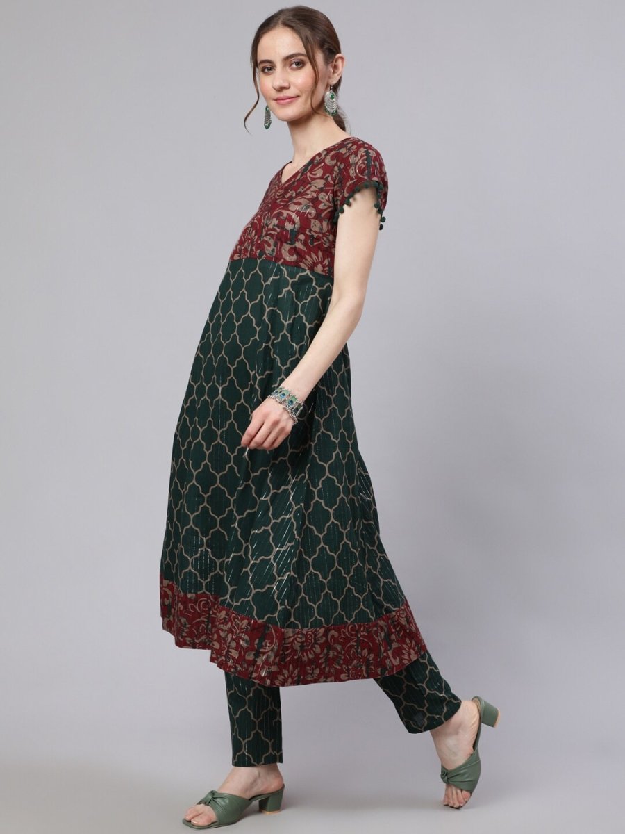 Aks Ethnic Motifs Printed Pure Cotton Anarkali Kurta - Distacart