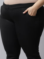 Thumbnail for TAG 7 Women Plus Size Black Solid Ankle Length Leggings - Distacart