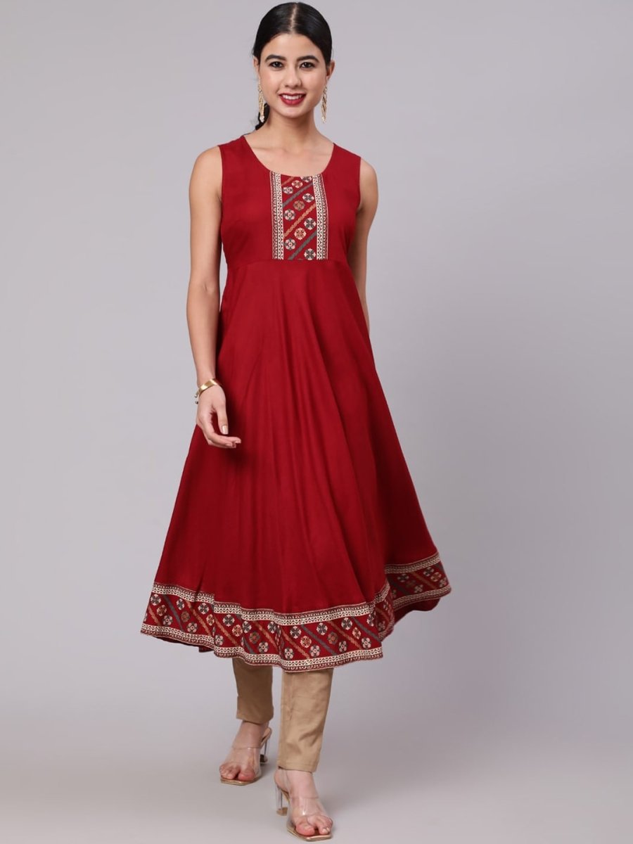 Aks Floral Yoke Design Anarkali Kurta - Distacart