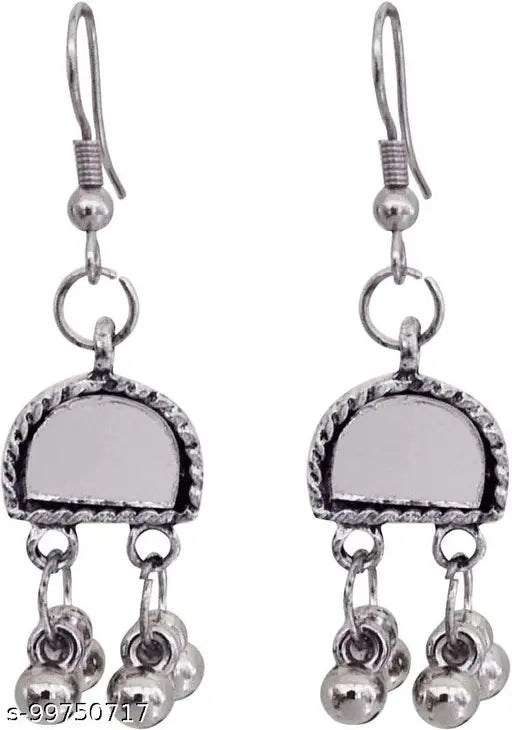 Tehzeeb Creations Women's Silver Plated Necklace Set With Mirror Design - Distacart
