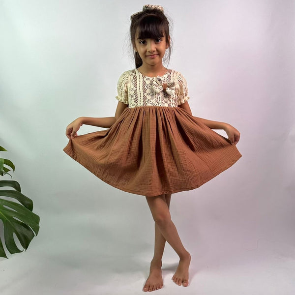 ArthLife Vintage Brown Fit And Flare Dress - Distacart