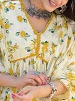 Thumbnail for Vishudh Floral Printed Empire Pure Cotton Kurta with Trouser & Dupatta - Distacart