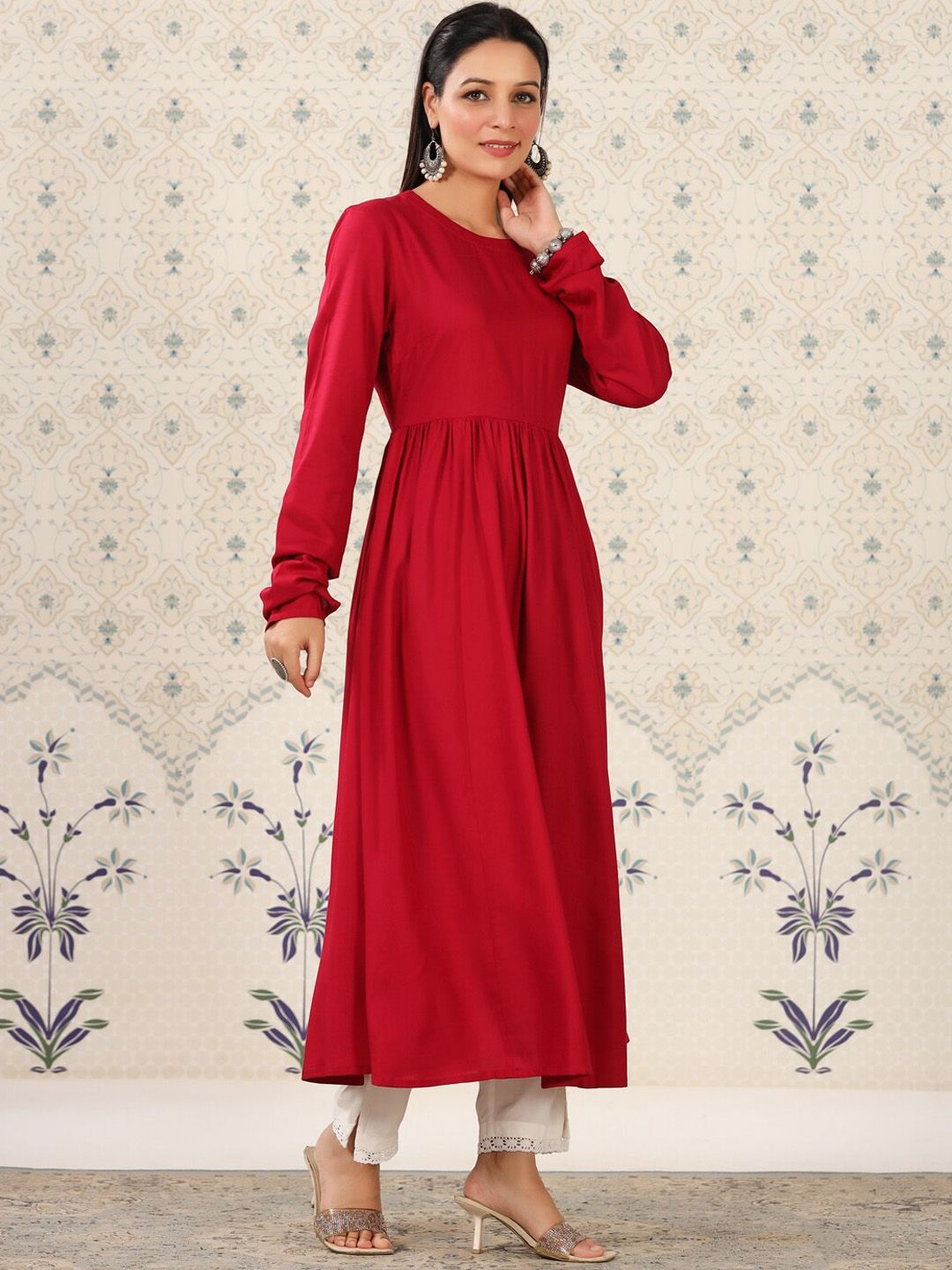 Ode by House of Pataudi Puff Sleeves A-Line Kurta - Distacart