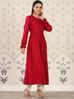 Thumbnail for Ode by House of Pataudi Puff Sleeves A-Line Kurta - Distacart
