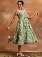 Thumbnail for Aks Ethnic Motifs Printed Gotta Patti Pure Cotton Anarkali Kurta - Distacart