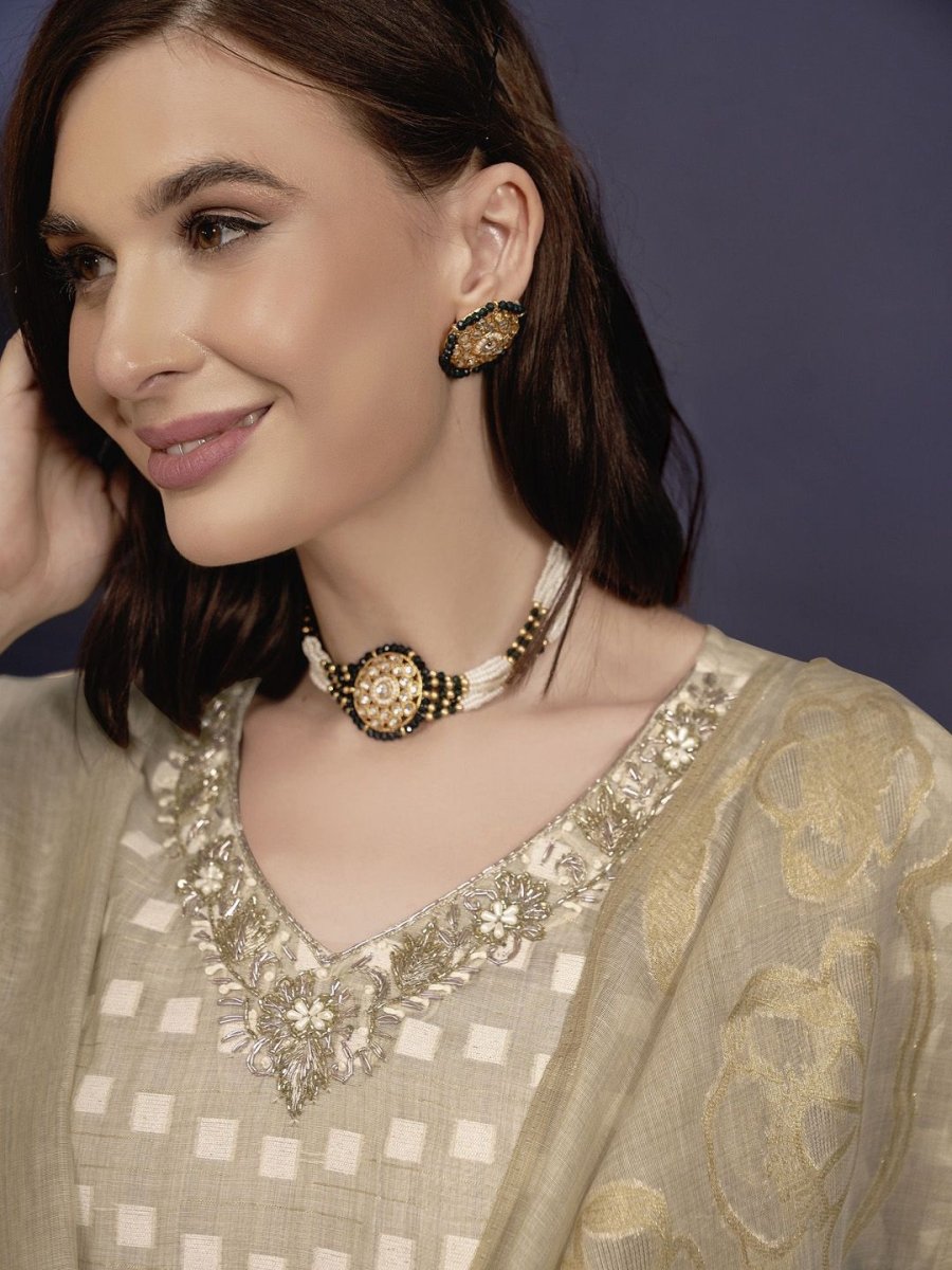 Anouk Women Ethnic Motifs Embroidered Regular Beads and Stones Kurta with Trousers & With Dupatta - Distacart