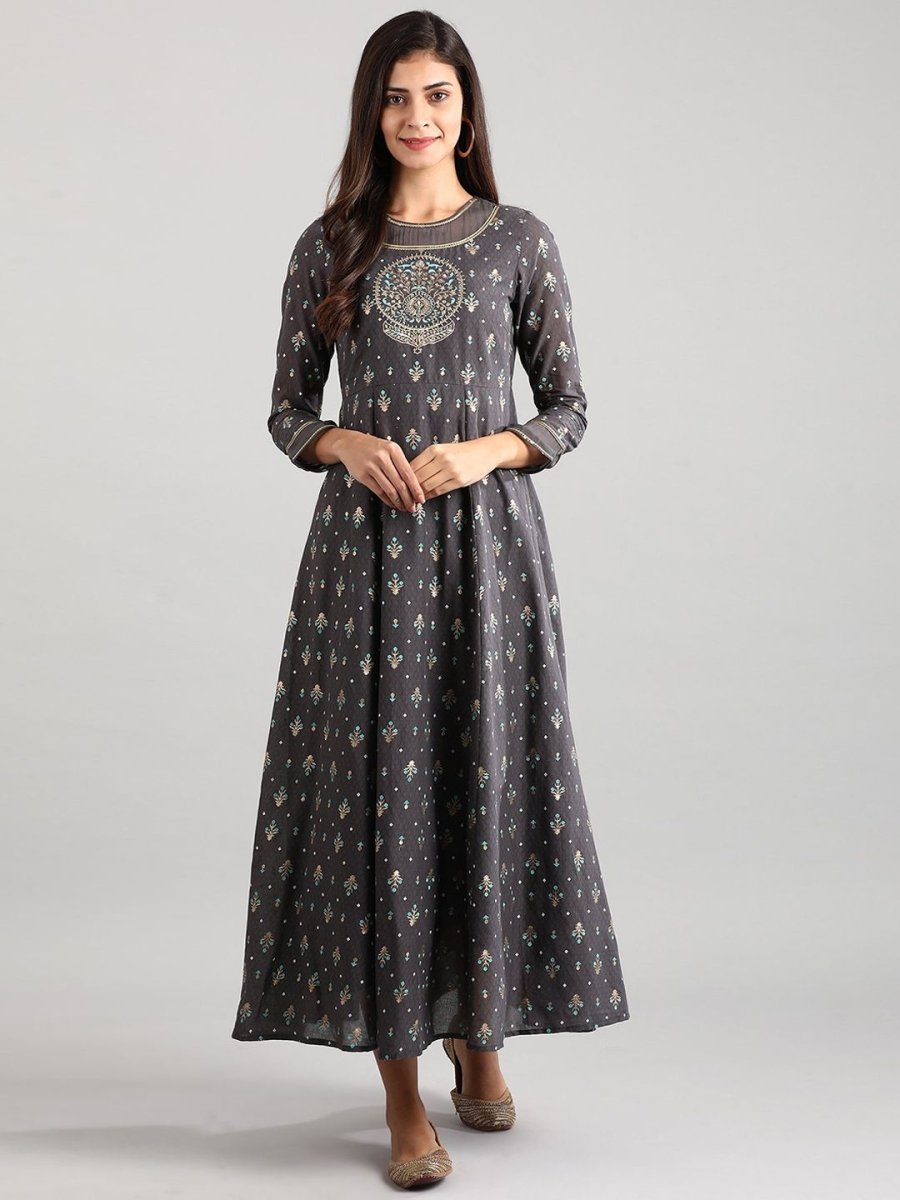 AURELIA Women Grey Printed Maxi Dress