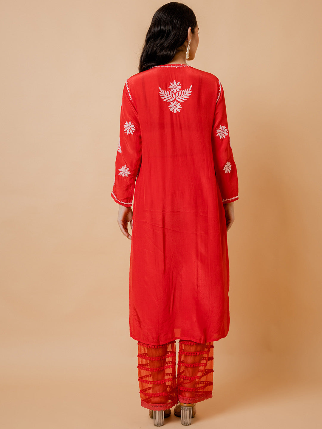 HOUSE OF KARI Ethnic Motifs Chikankari Silk Kurta - Distacart