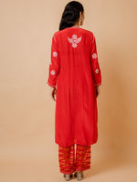 Thumbnail for HOUSE OF KARI Ethnic Motifs Chikankari Silk Kurta - Distacart