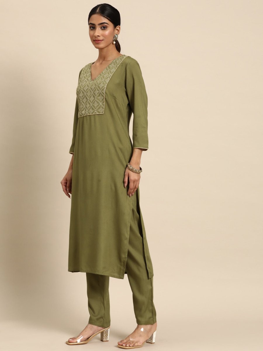 All About You Ethnic Motifs Yoke Design Regular Kurta with Trousers & With Dupatta - Distacart