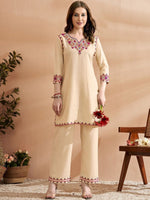 Thumbnail for Anouk Embroidered Three Quarter Sleeves Kurta With Trousers Set