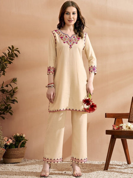 Anouk Embroidered Three Quarter Sleeves Kurta With Trousers Set