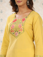 Thumbnail for Ode by House of Pataudi Embroidered Regular Thread Work Kurta With Trousers & Dupatta - Distacart