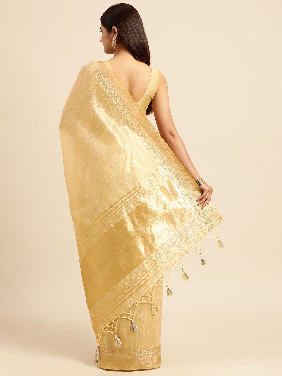 kasee Striped Zari Silk Cotton Chanderi Saree - Distacart