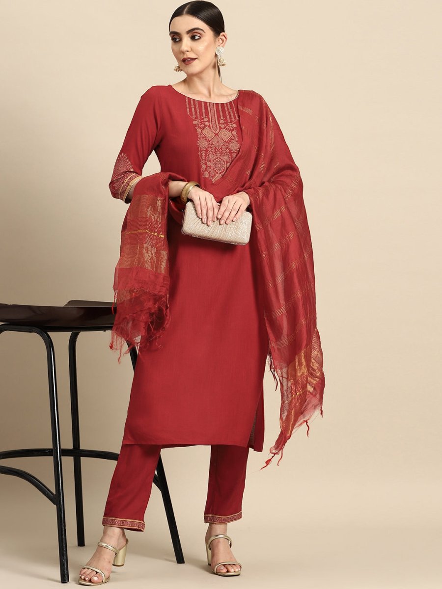 All About You Ethnic Motifs Print Kurta with Trousers & With Dupatta - Distacart