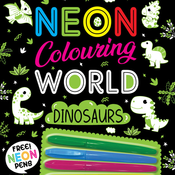 Dreamland Publications Dinosaurs Neon Colouring World Book for Kids Age 4 - 7 years with Neon Pens