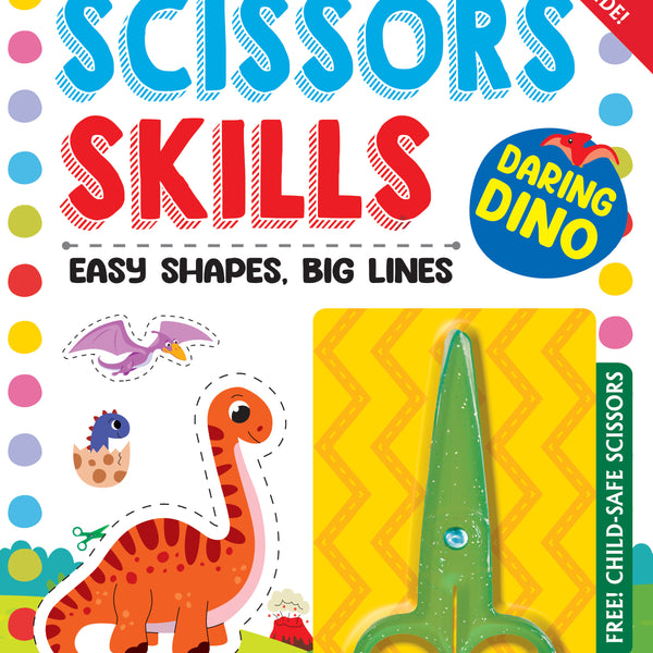 Dreamland Publications Daring Dino Scissors Skills Activity Book for Kids Age 4 - 7 years | With Child- Safe Scissors, Games and Mask