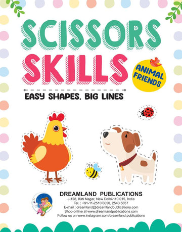 Dreamland Publications Animal Friends Scissors Skills Activity Book for Kids Age 4 - 7 years | With Child- Safe Scissors, Games and Mask - Dista