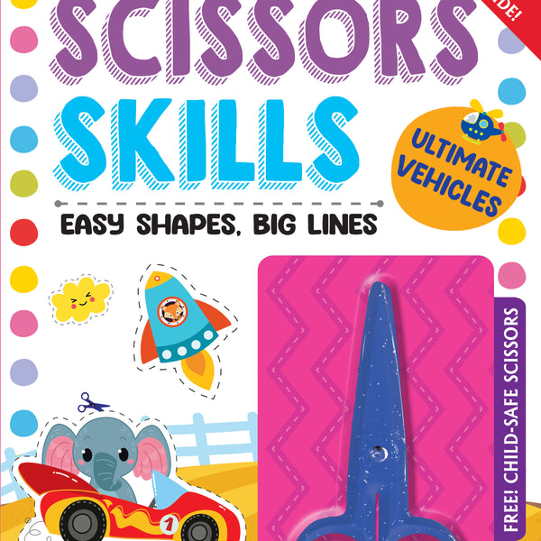 Dreamland Publications Ultimate Vehicles Scissors Skills Activity Book for Kids Age 4 - 7 years | With Child- Safe Scissors, Games and Mask