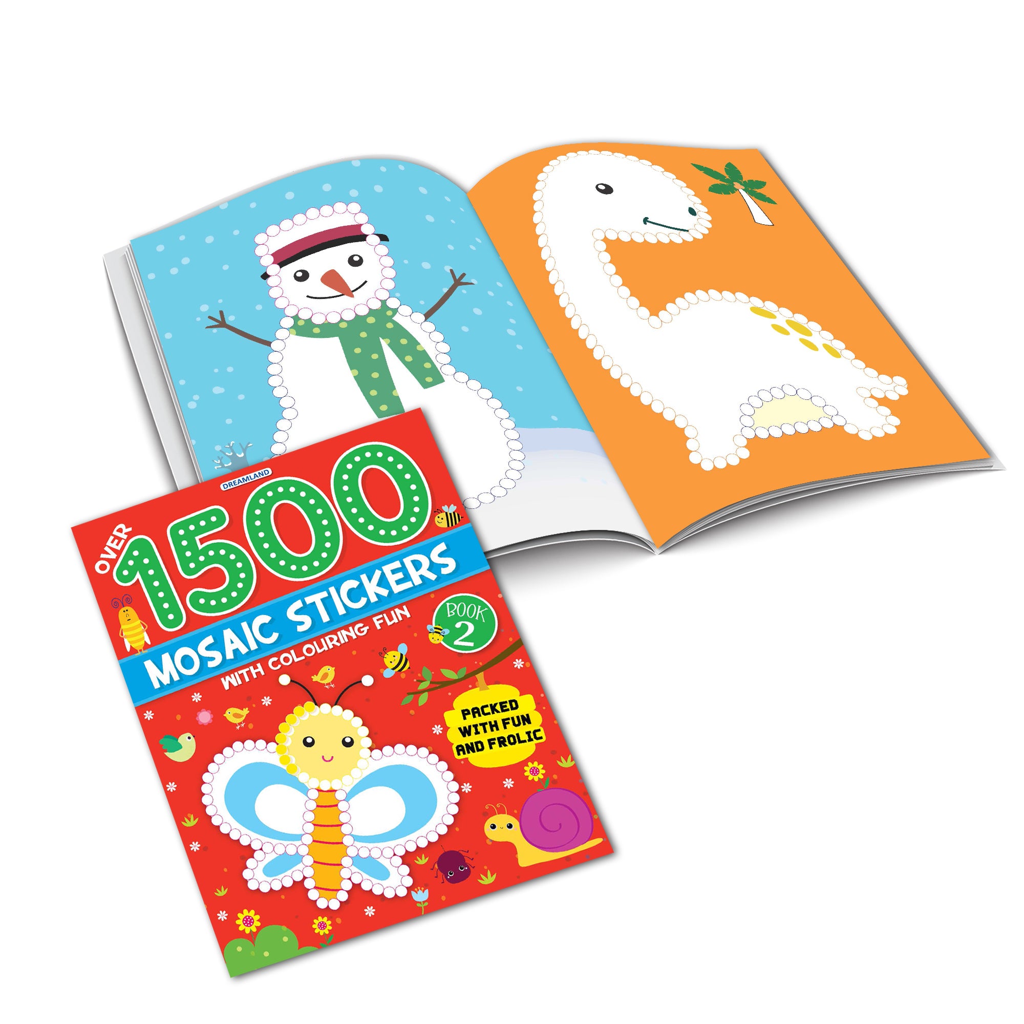 Dreamland Publications 1500 Mosaic Stickers with Colouring Fun Books Pack - A Set of 4 Books