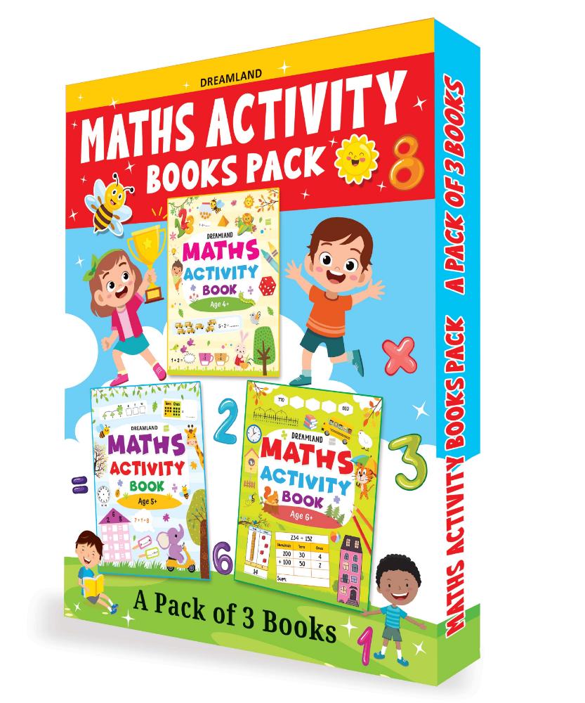 Dreamland Publications Maths Activity Books Pack- A Set of 3 Books - Activity Book for Children - Dista