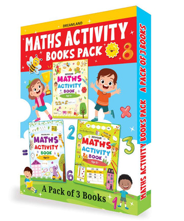 Dreamland Publications Maths Activity Books Pack- A Set of 3 Books - Activity Book for Children - Dista