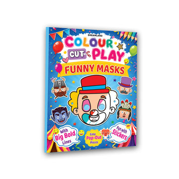Dreamland Publications Colour Cut Play :  Funny Masks- A Creative Sticker Activity Book for Kids Ages 4–8 - Dista