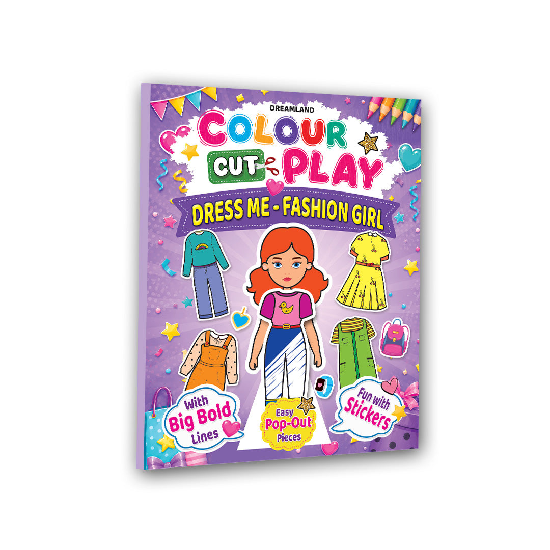 Dreamland Publications Colour Cut Play : Dress Me Fashion Girls- A Creative Sticker Activity Book for Kids Ages 4–8 - Dista