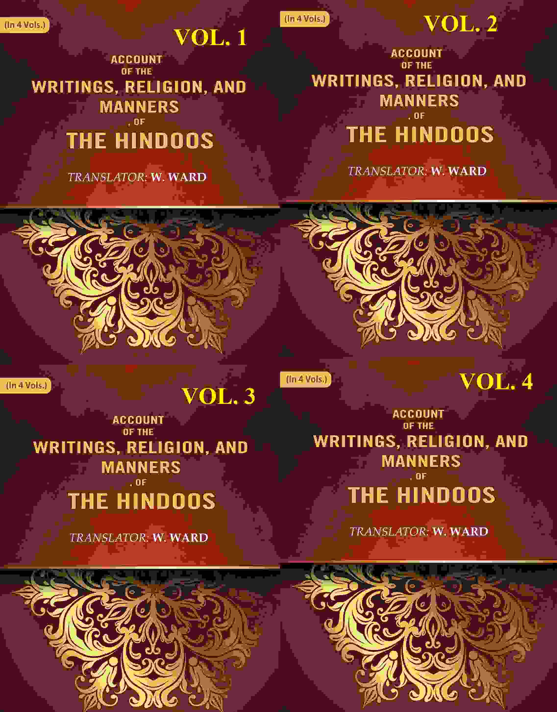 Account of the Writings, Religion, and Manners, of the Hindoos 4 Vols. Set - Gyan Books - Distacart