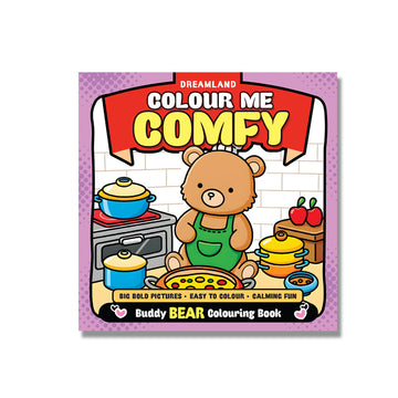 Dreamland Publications Colour Me Comfy – Buddy Bear- Bear-Themed Colouring Book for Kids, Teens, and Adults | Simple Bold Outlines, Relaxing and Cozy Designs - Dista