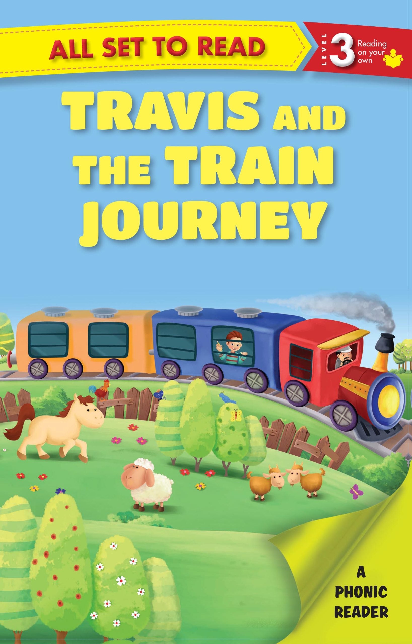 All set to Read A Phonics Reader Travis and the Train Journey - Om Books - Distacart