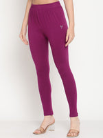 Thumbnail for TAG 7 Women Purple Solid Comfort Fit Ankle Length Leggings - Distacart